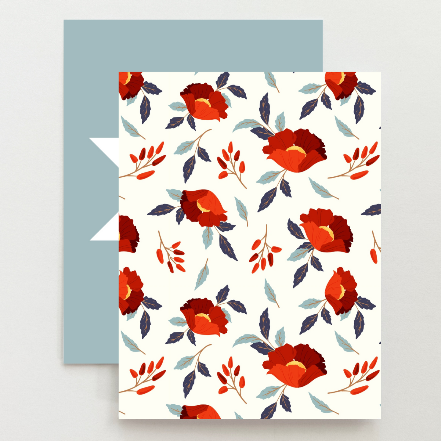 Aqua Floral Pinwheel Quilt Star Card Set