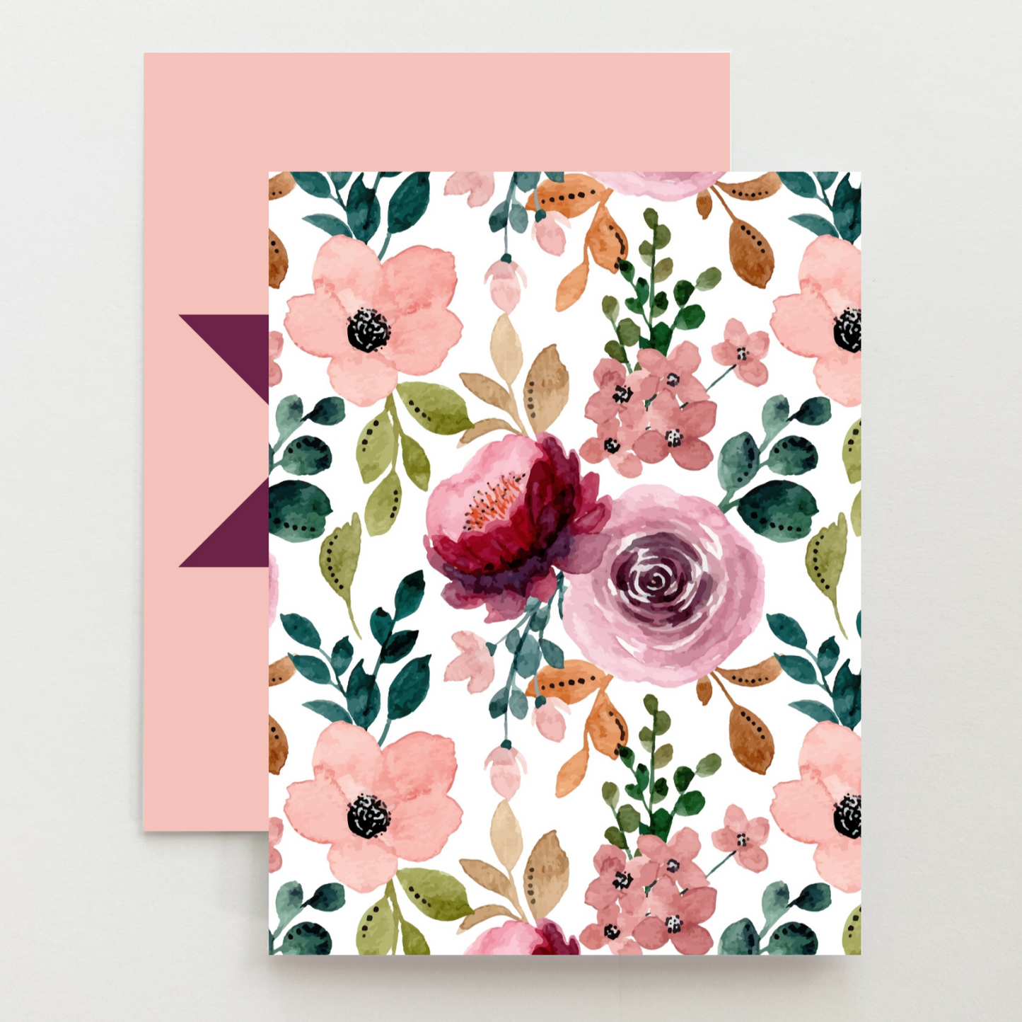 Plum Floral 1 Quilt Star Card Set