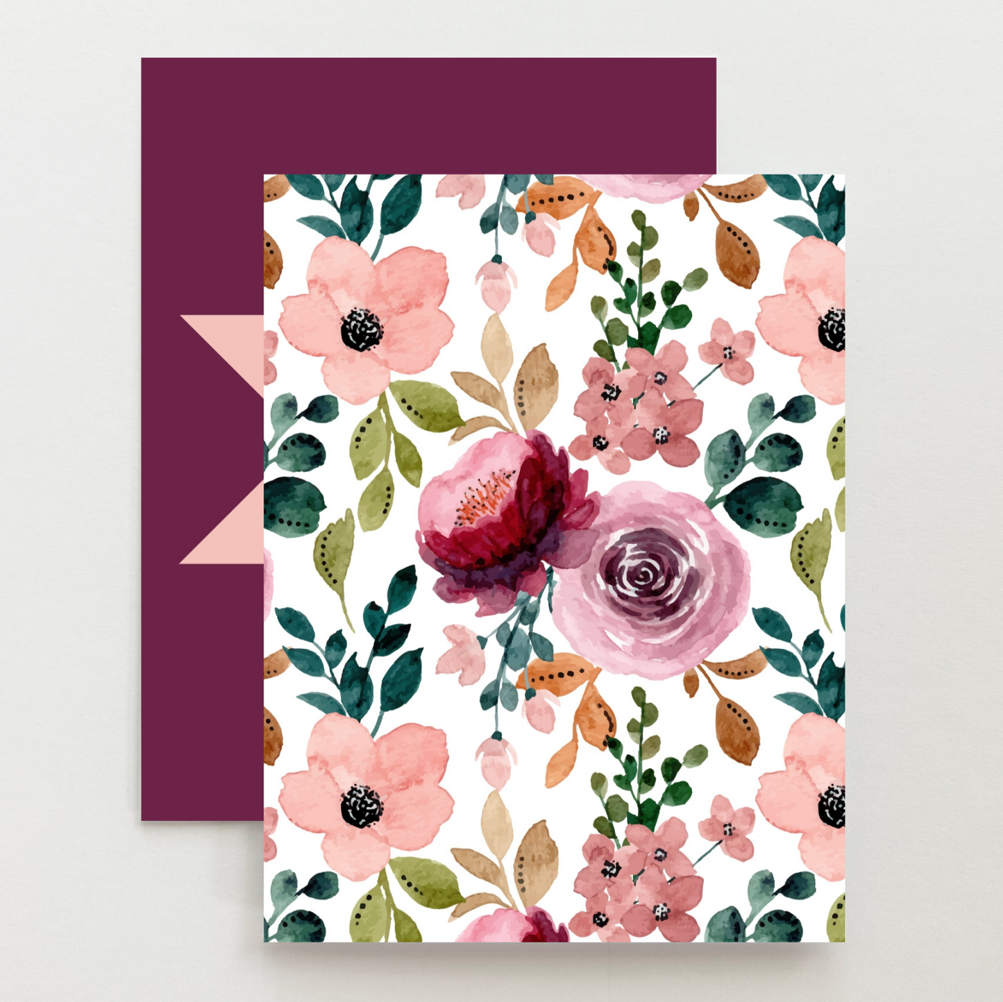 Plum Floral 2 Quilt Star Card Set
