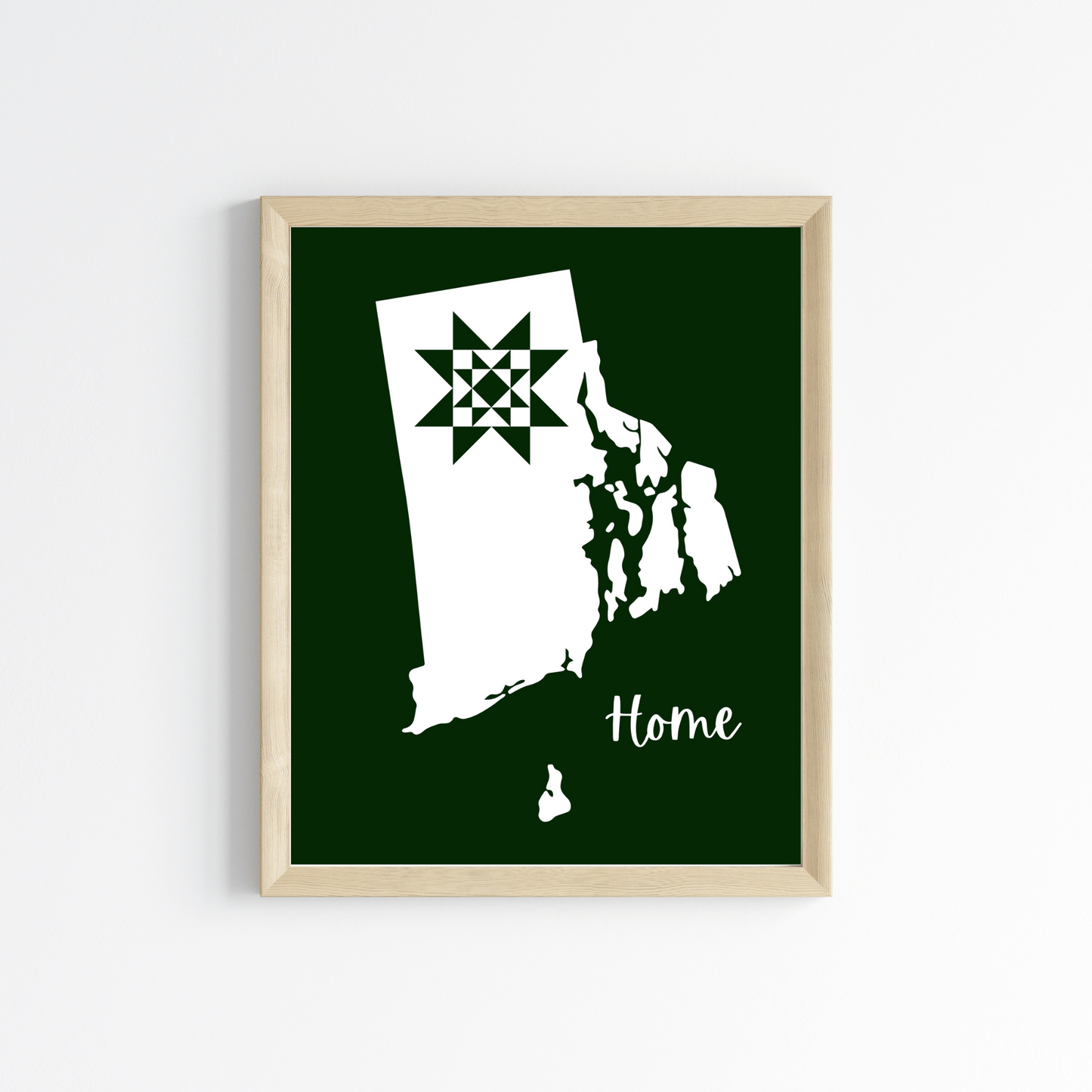 Rhode Island Home Quilt Star 8x10 Wall Art Print - Choose Your Color