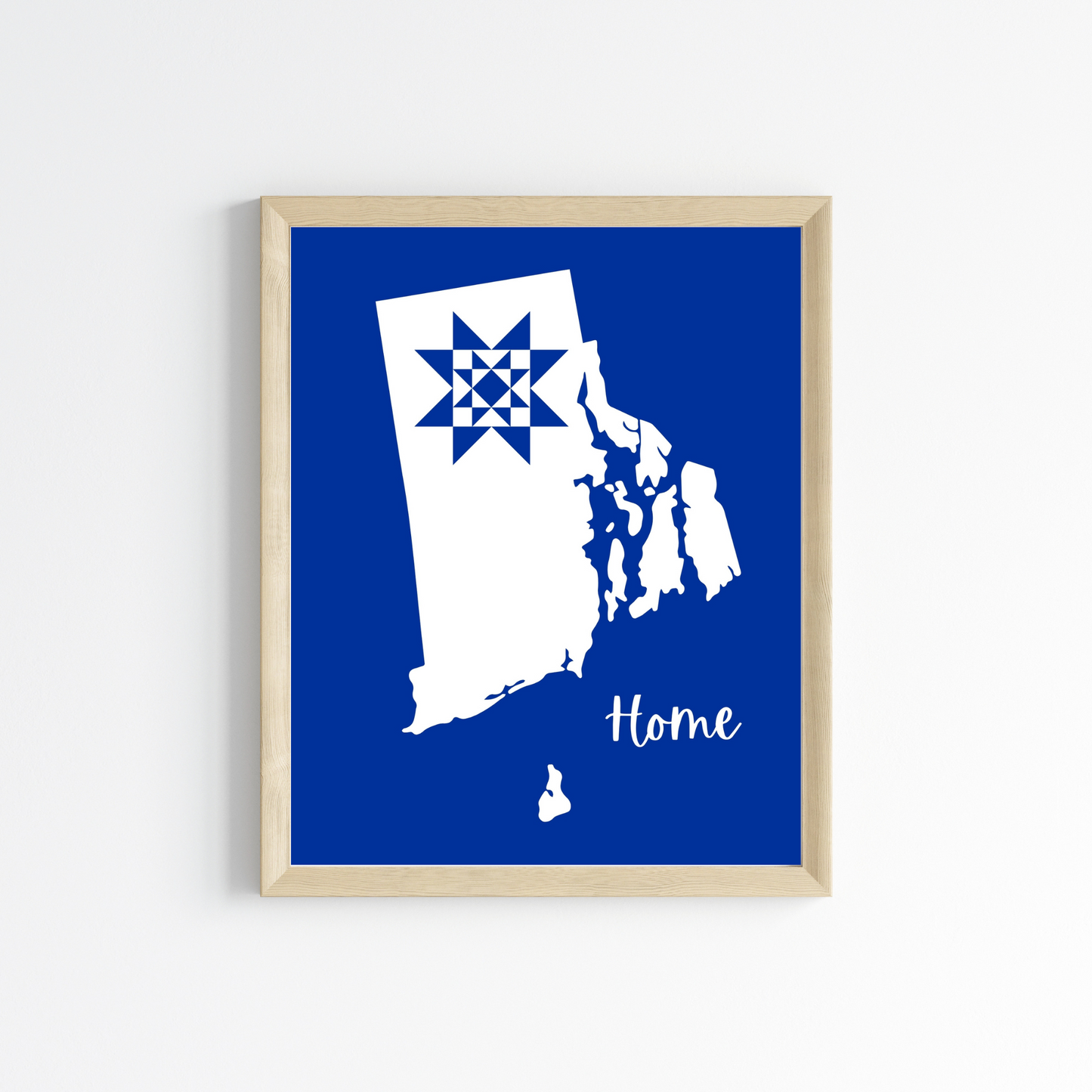 Rhode Island Home Quilt Star 8x10 Wall Art Print - Choose Your Color