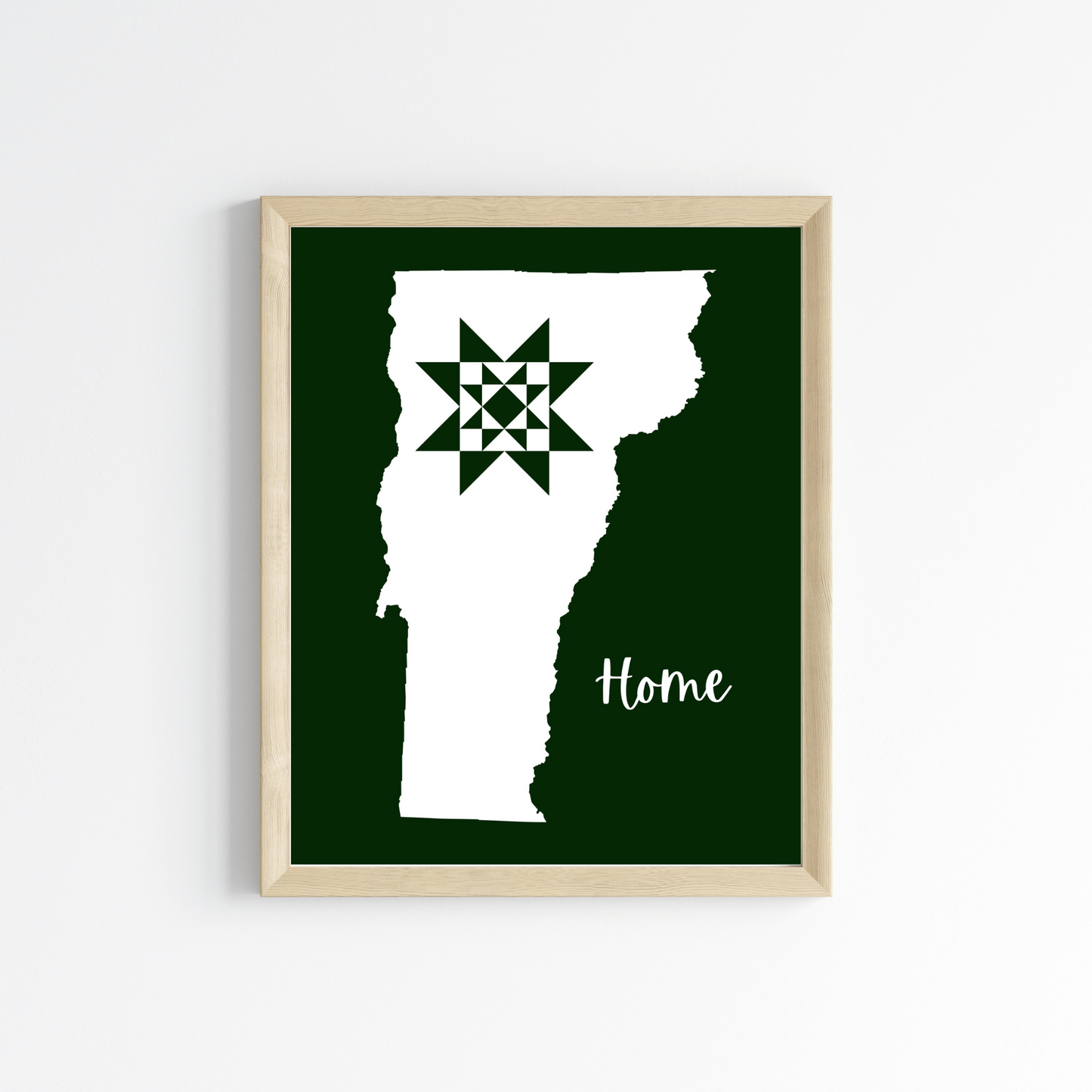 Vermont Home Quilt Star 8x10 Wall Art Print - Choose Your Color
