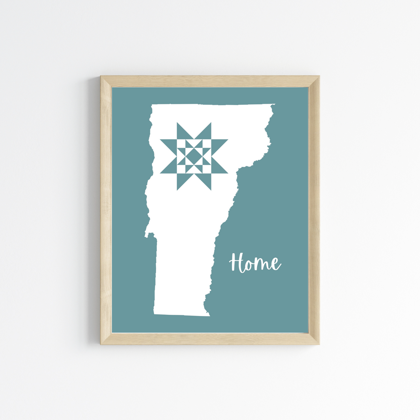 Vermont Home Quilt Star 8x10 Wall Art Print - Choose Your Color