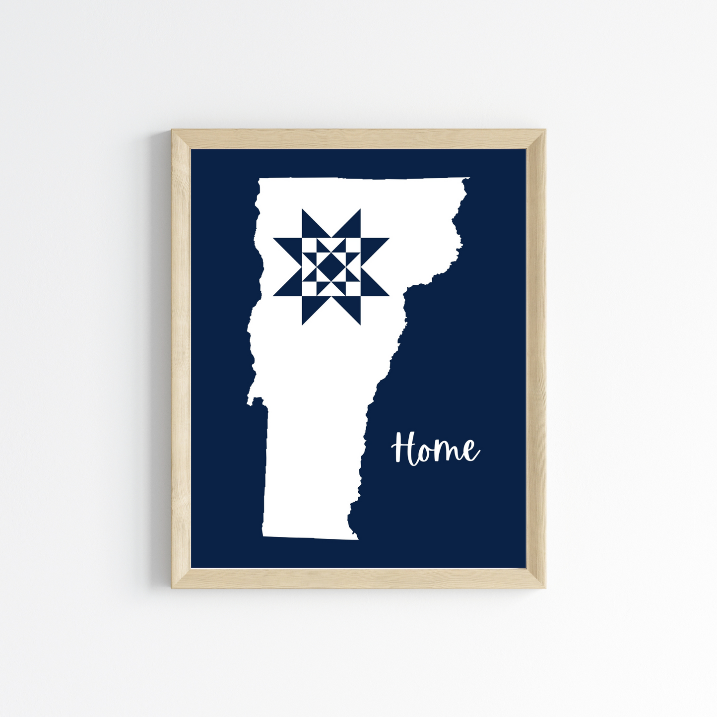 Vermont Home Quilt Star 8x10 Wall Art Print - Choose Your Color