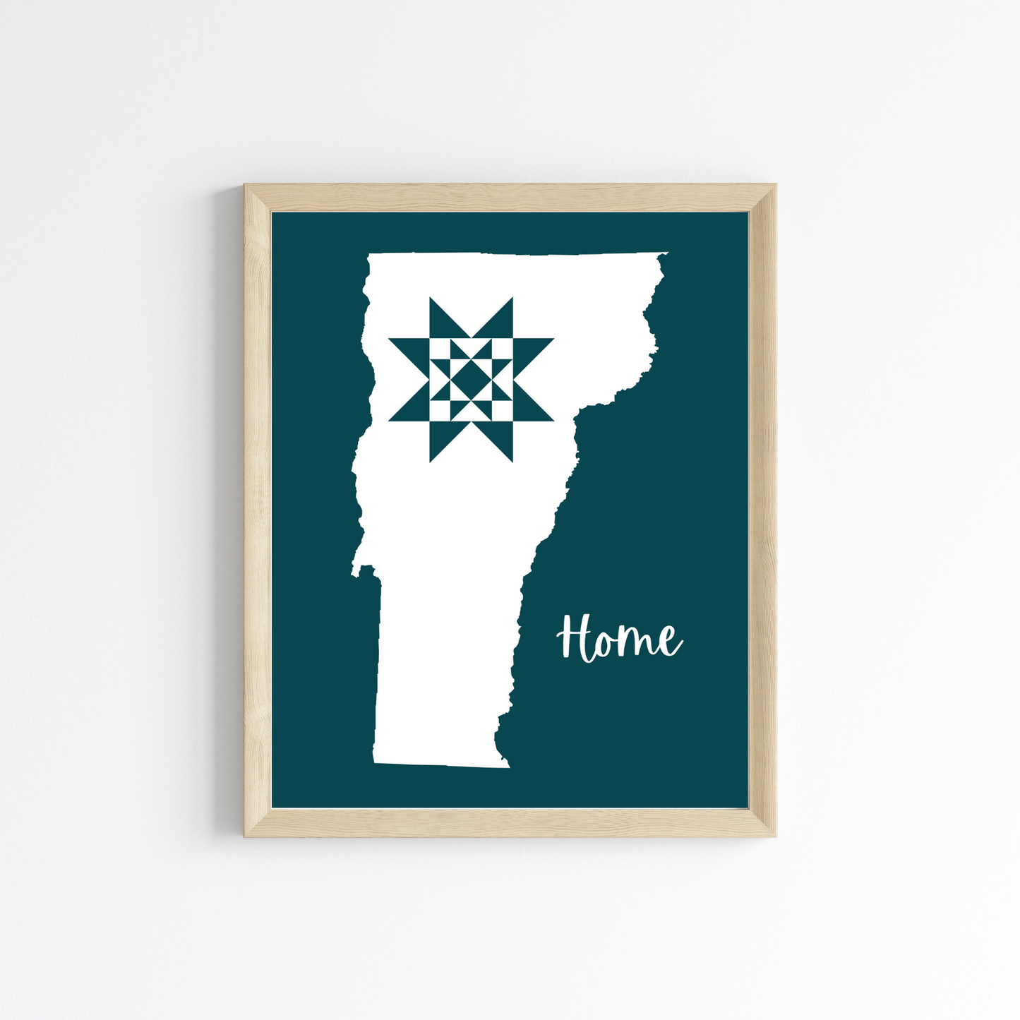 Vermont Home Quilt Star 8x10 Wall Art Print - Choose Your Color