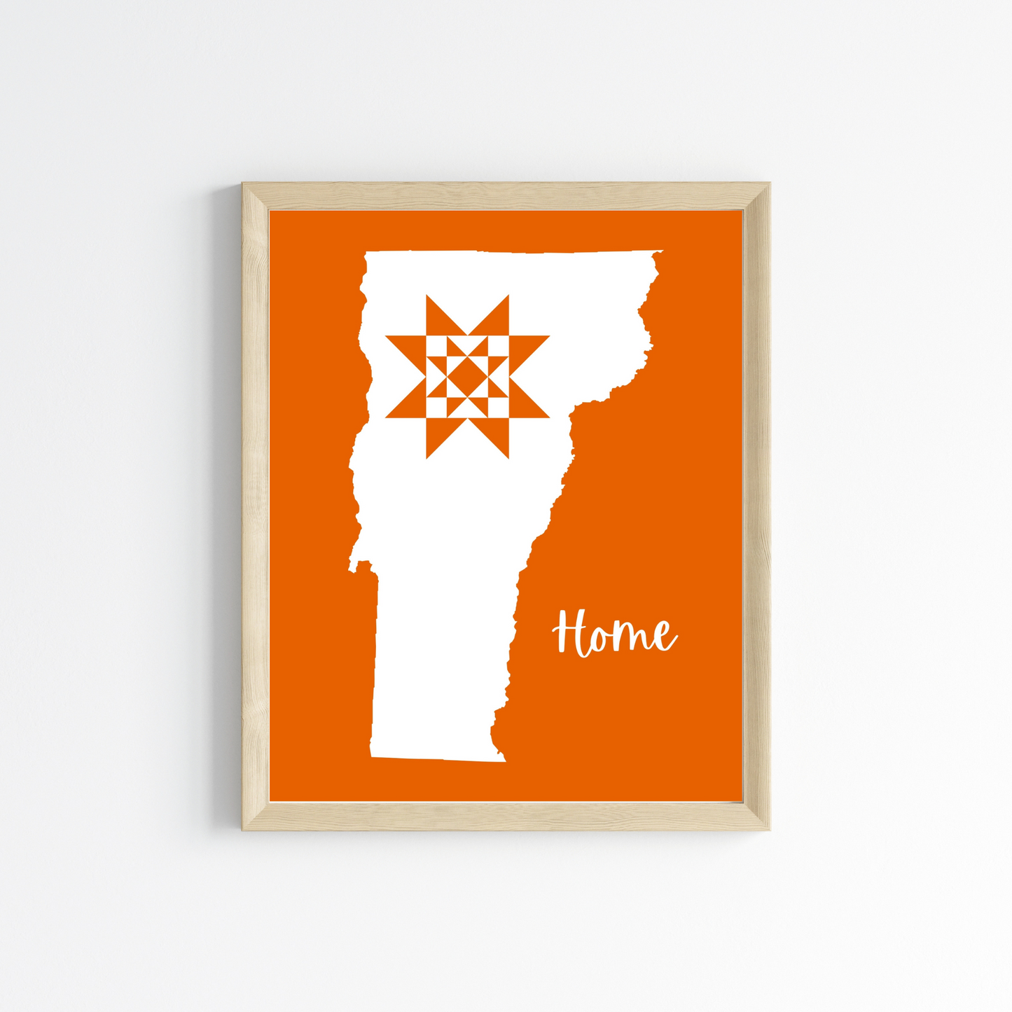 Vermont Home Quilt Star 8x10 Wall Art Print - Choose Your Color