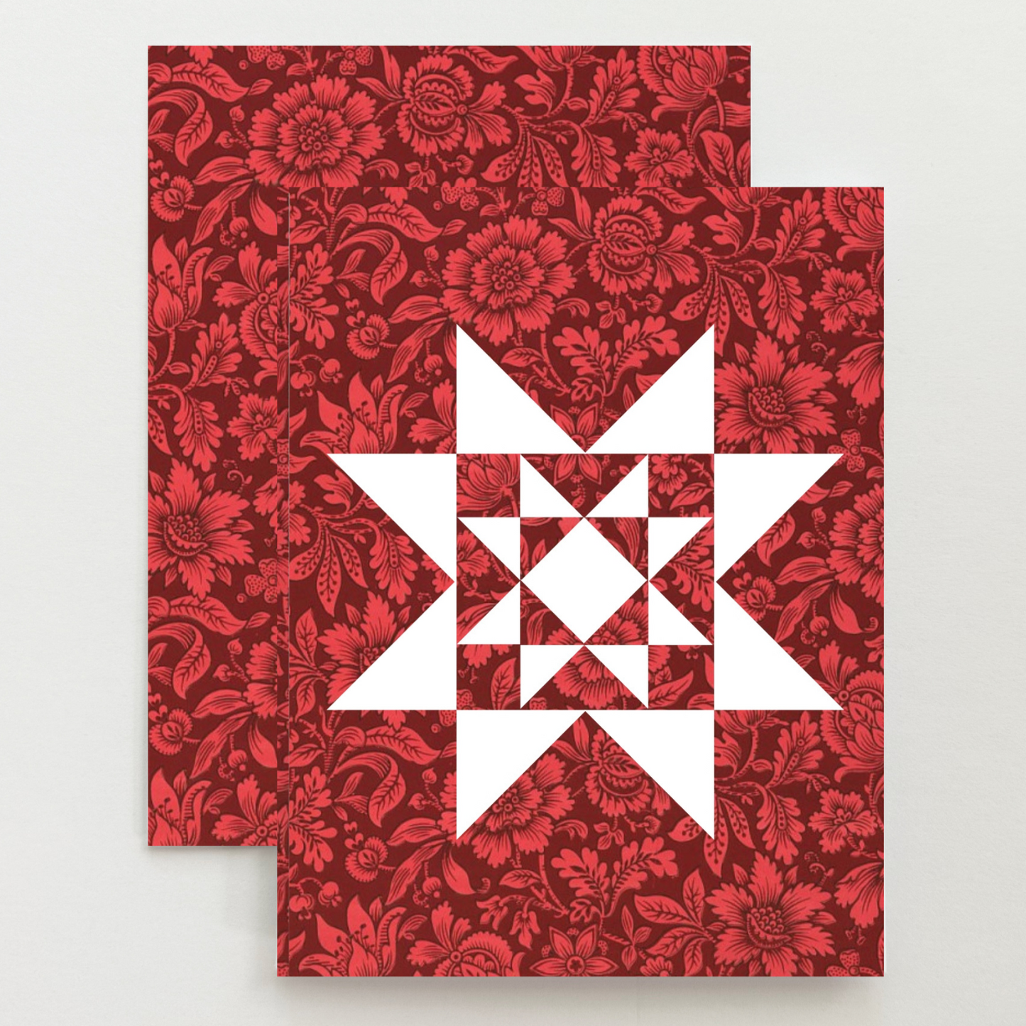 Red Vintage Quilt Star Card Set