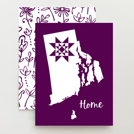 Rhode Island Home Quilt Star Gift Set of 6 Blank Cards - Choose Your Color