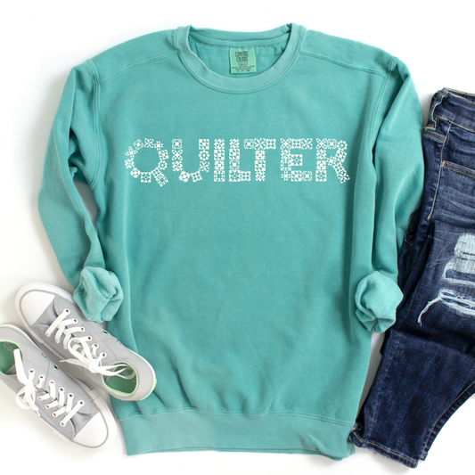 Comfort Colors Quilter Quilt Block Letters Unisex Garment-dyed Sweatshirt - Free shipping!