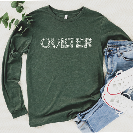 Bella+Canvas Quilter Quilt Block Letters Unisex Long Sleeve Shirt - Free shipping!