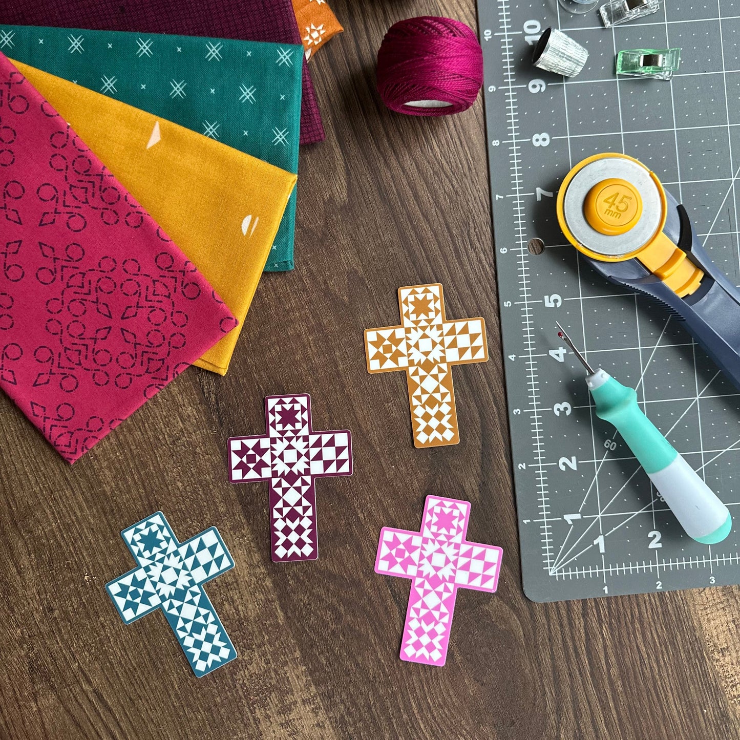 Quilt Cross Pink Sticker