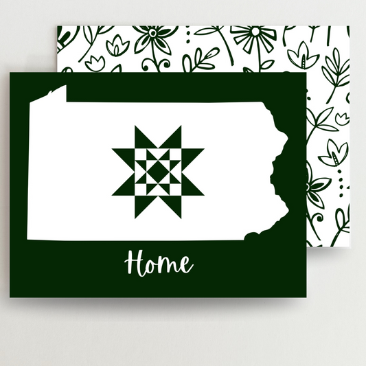 Pennsylvania Home Quilt Star Gift Set of 6 Blank Cards - Choose Your Color