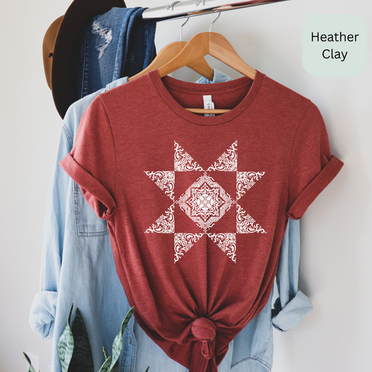 Quilter Shirt Modern Vintage Quilt Star Crystal Star T-Shirt - Choose your color - Free shipping!