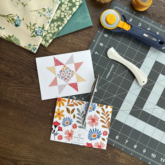 Happy Mail Quilt Star Boxed Set of 6 Note Cards