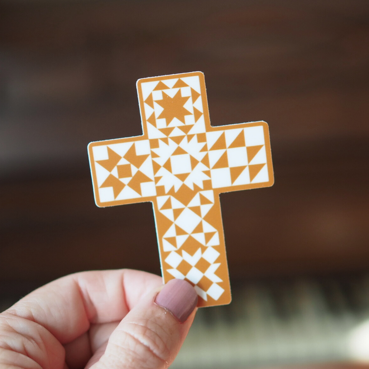 Quilt Cross Caramel Sticker