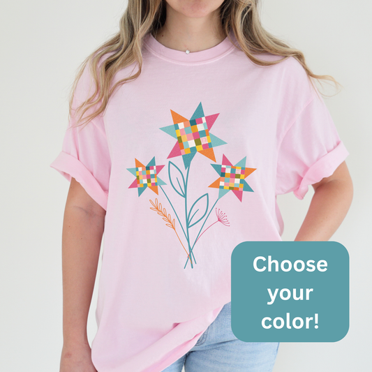 Quilter Colorful Flowers T-Shirt