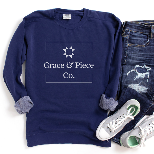 Comfort Colors Grace & Piece Co. Logo Quilt Block Letters Unisex Garment-dyed Sweatshirt - Free shipping!