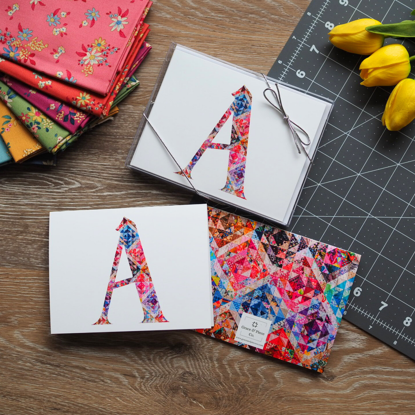Personalized Monogram Quilter Gift Set of 6 Blank Cards - Choose Your Letter