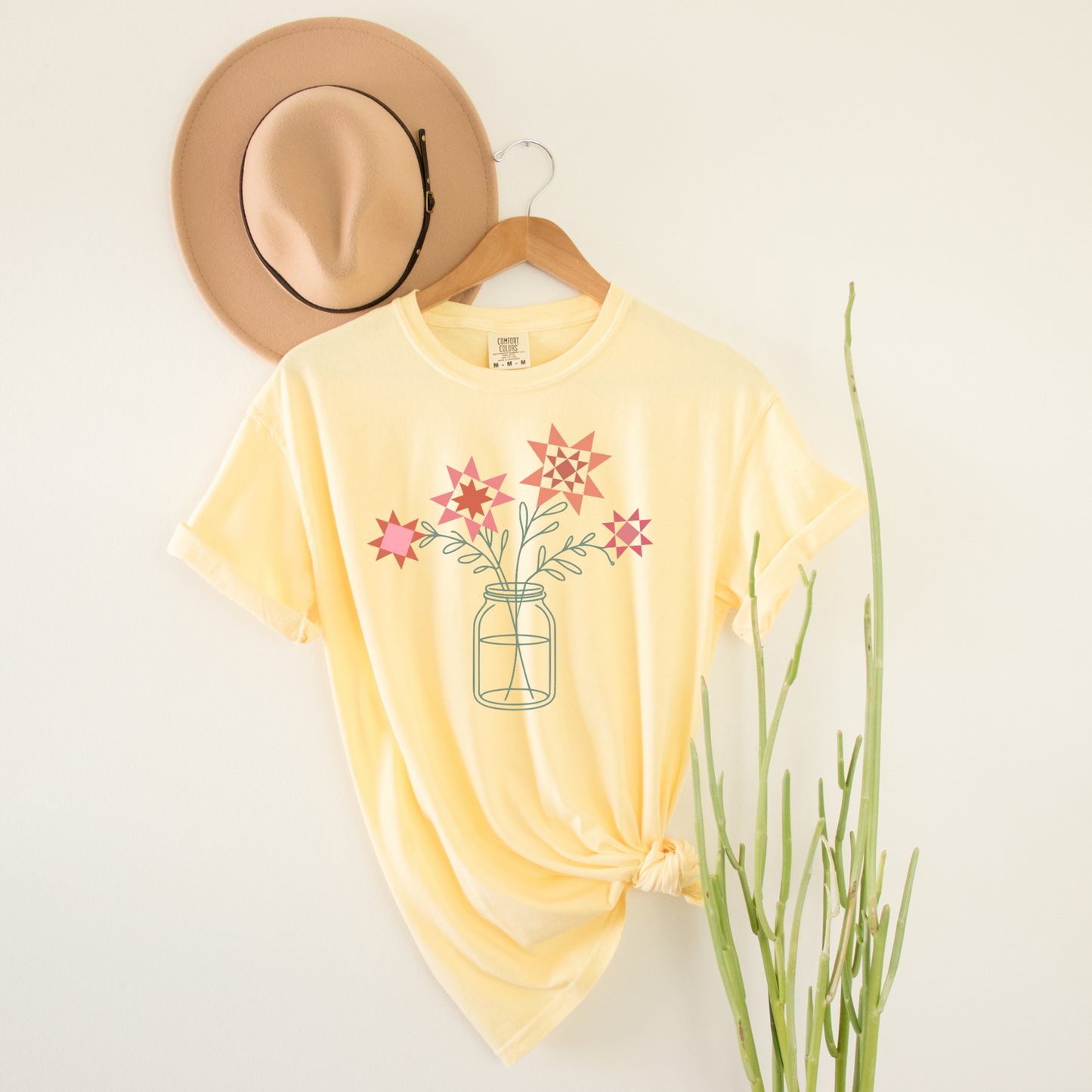 Comfort Colors Mason Jar Quilt Flowers Quilter Shirt