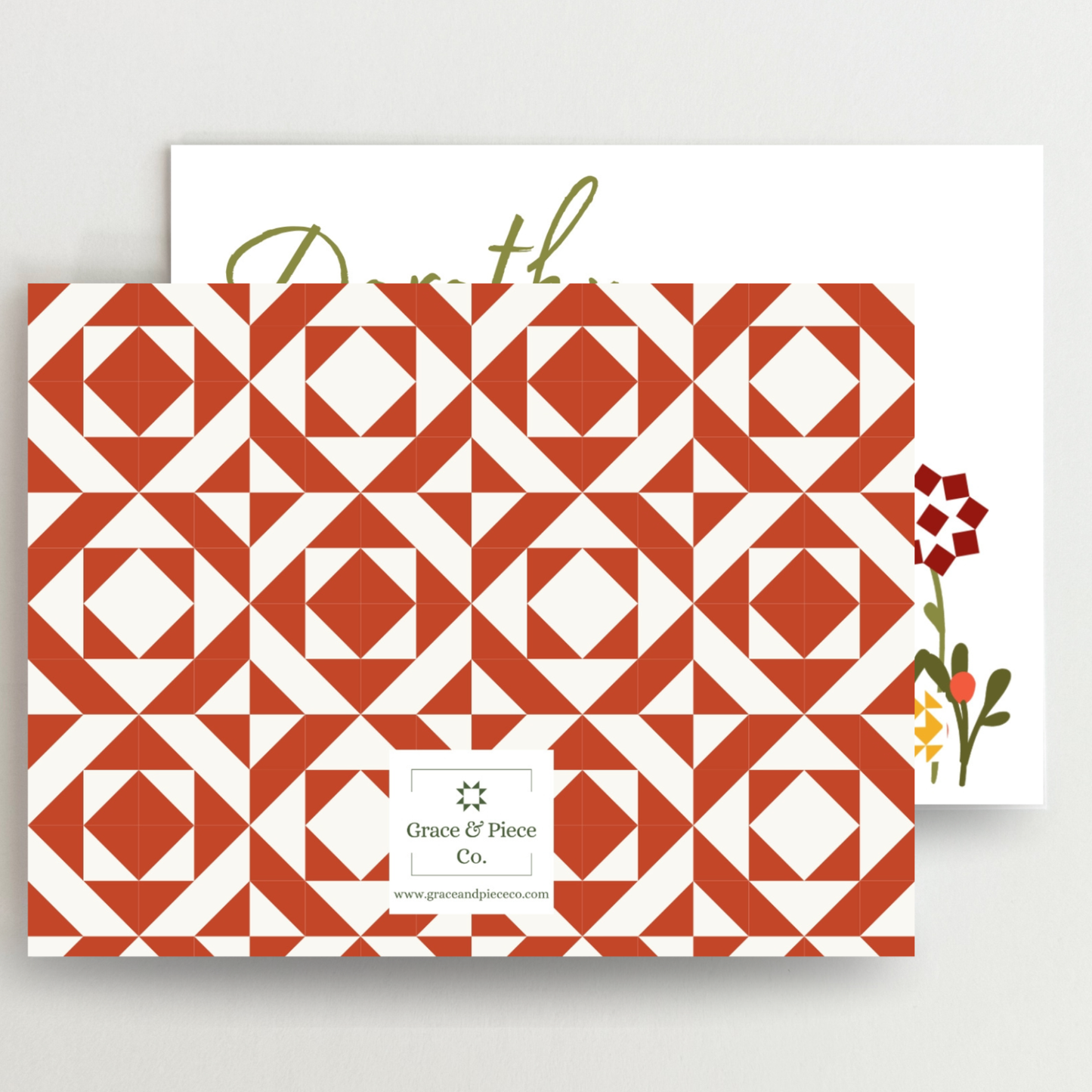 Personalized Quilt Block Garden Premium Note Cards Set