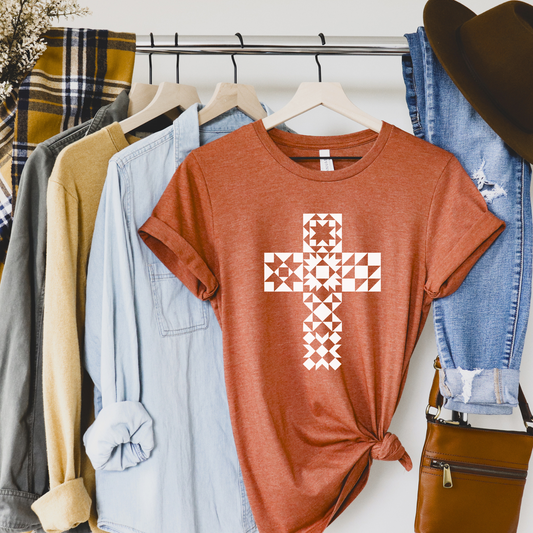 Bella + Canvas Quilt Block Cross Quilter T-Shirt