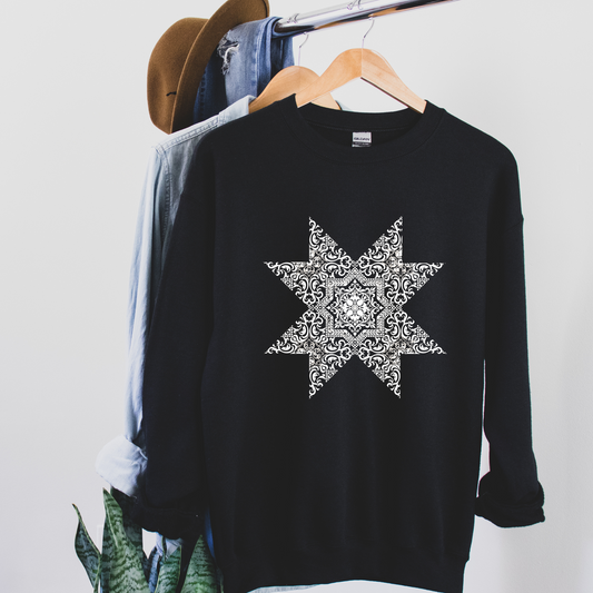 Modern Vintage Sawtooth Quilt Star Gildan Unisex Sweatshirt