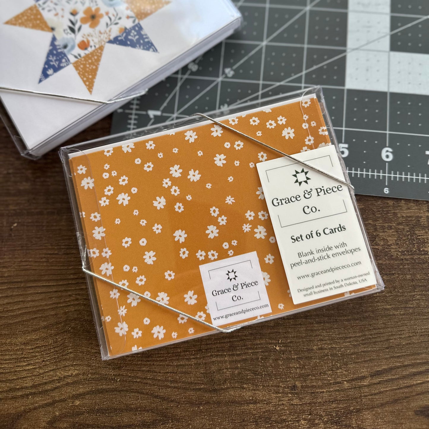 Prairie Flowers Quilt Star Boxed Set of 6 Note Cards