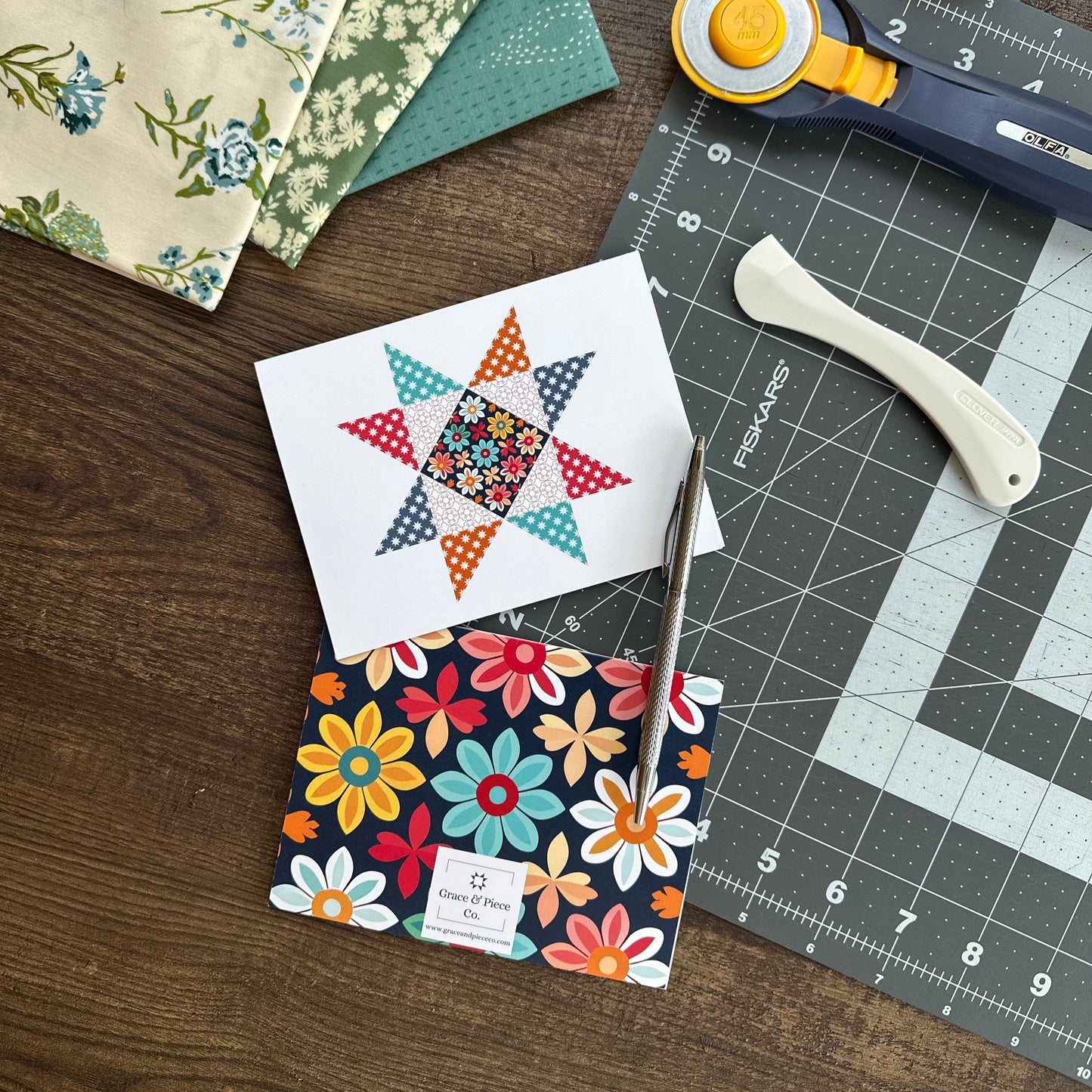 Groovy Quilt Star Boxed Set of 6 Note Cards