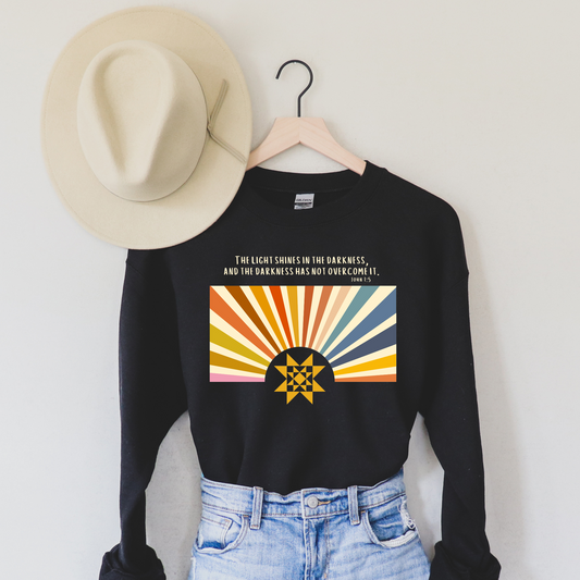 Light in the Darkness Bible Verse Quilt Block Premium Cotton Heritage Sweatshirt - Choose Your Color