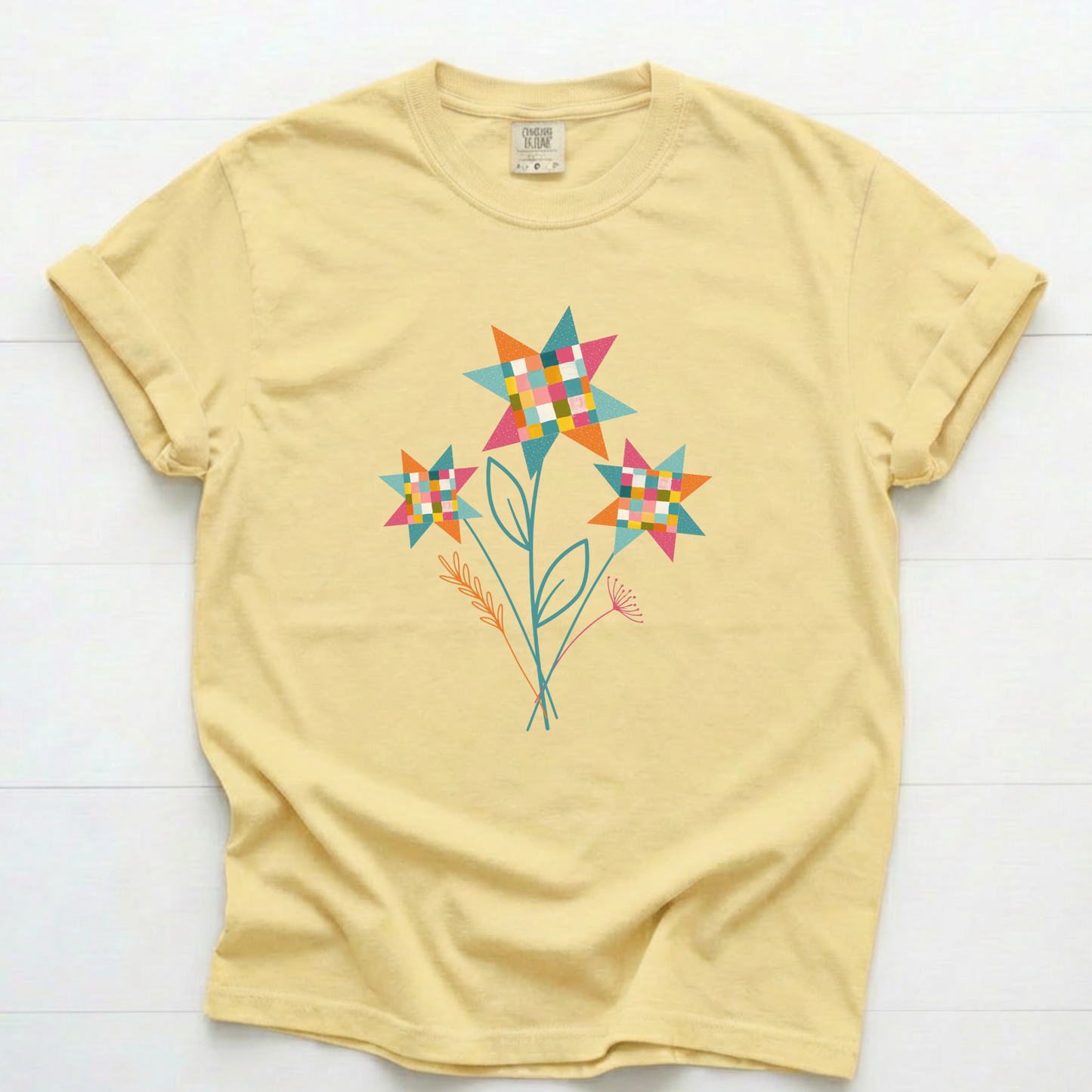Quilter Colorful Flowers T-Shirt