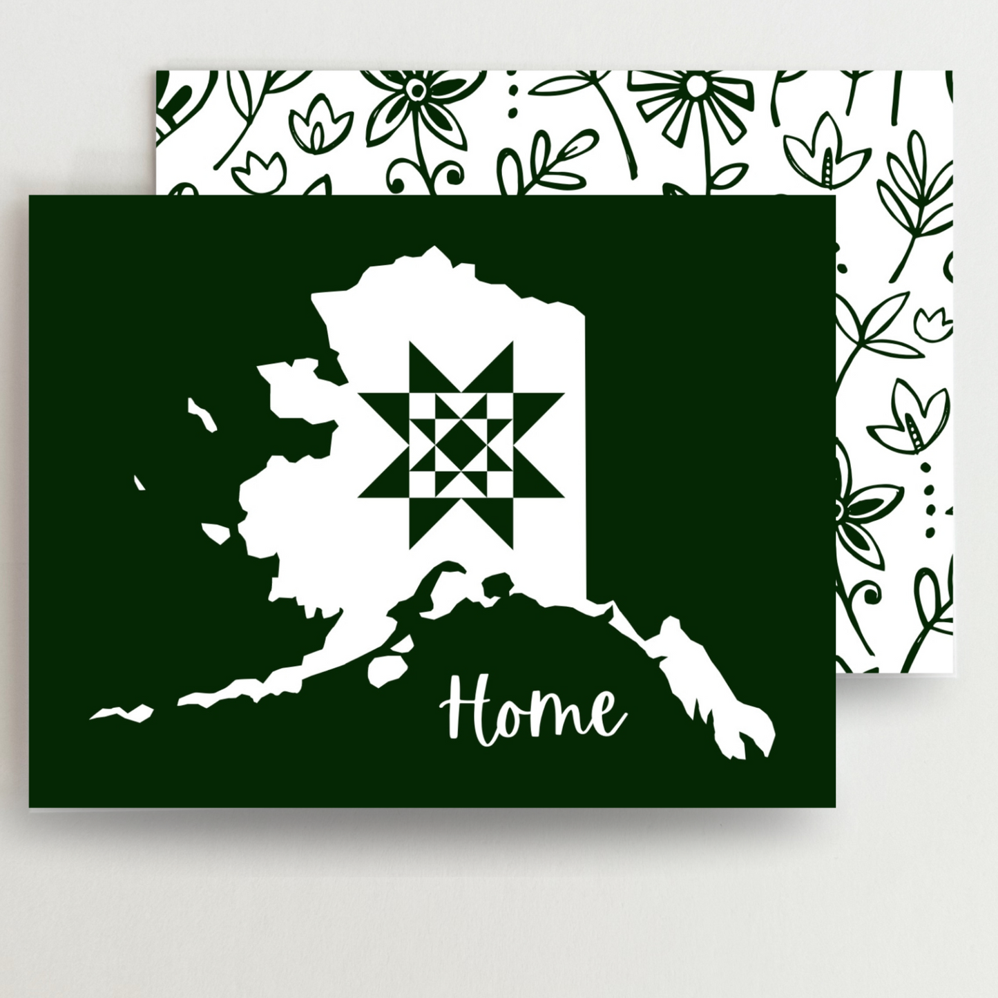 Alaska Home Quilt Star Gift Set of 6 Blank Cards - Choose Your Color