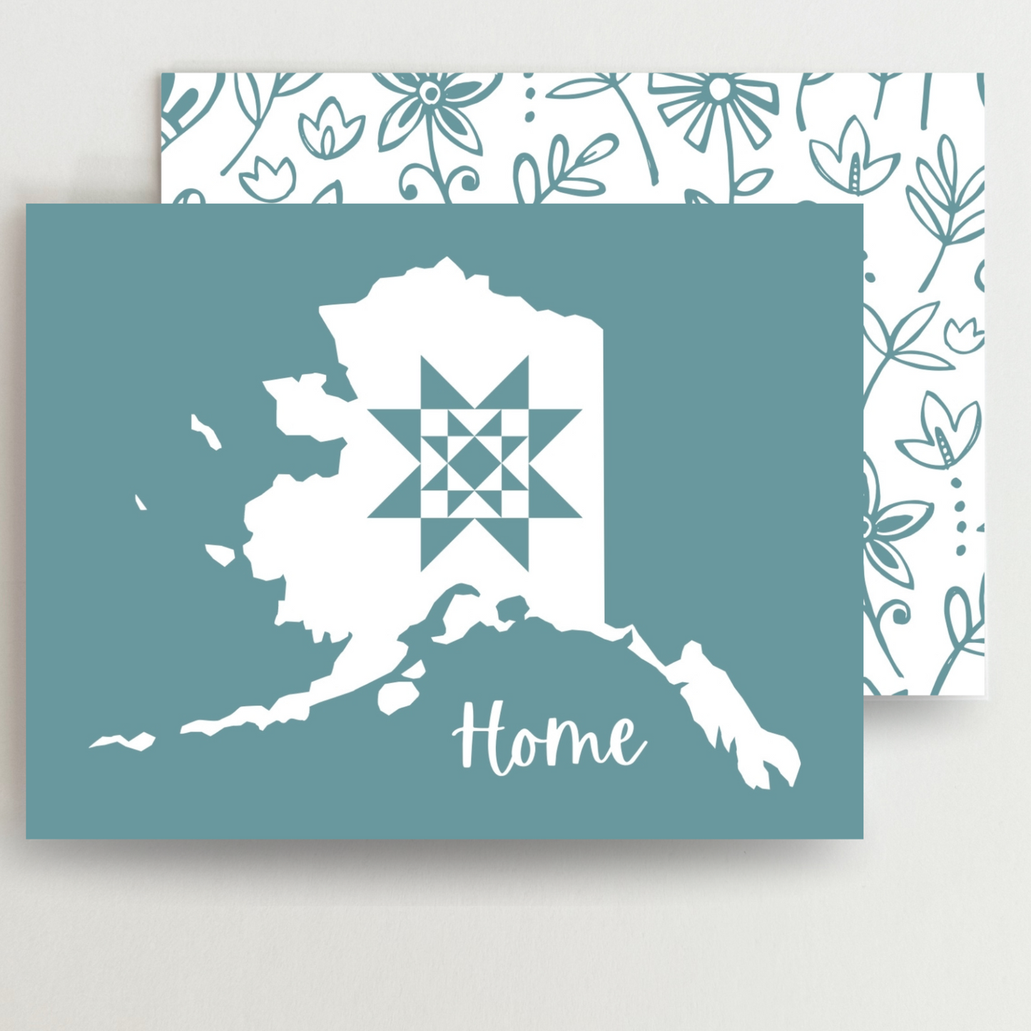 Alaska Home Quilt Star Gift Set of 6 Blank Cards - Choose Your Color