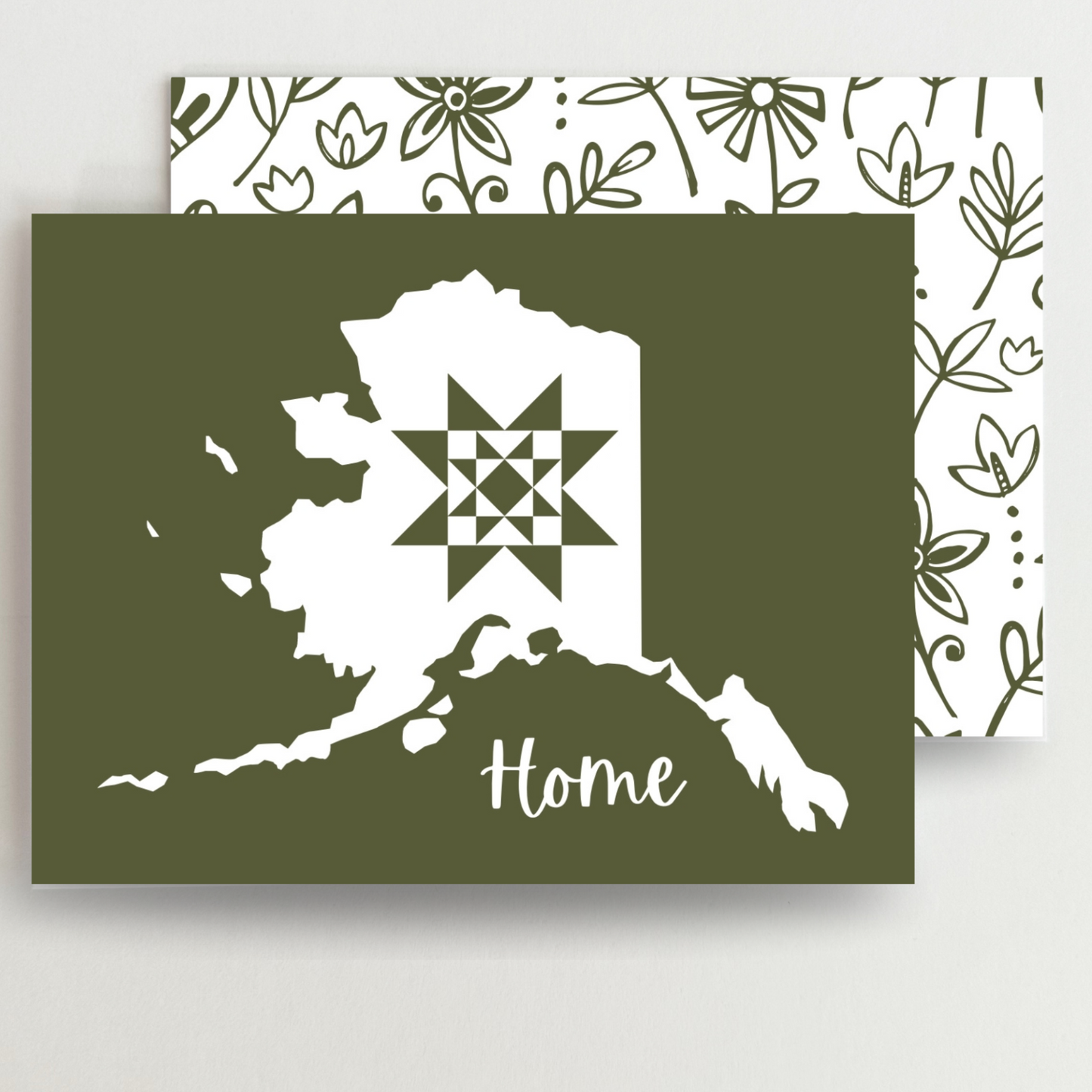 Alaska Home Quilt Star Gift Set of 6 Blank Cards - Choose Your Color