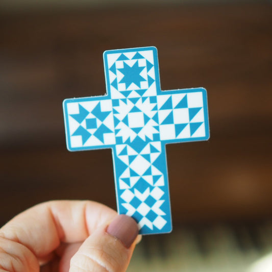 Quilt Cross Turquoise Sticker