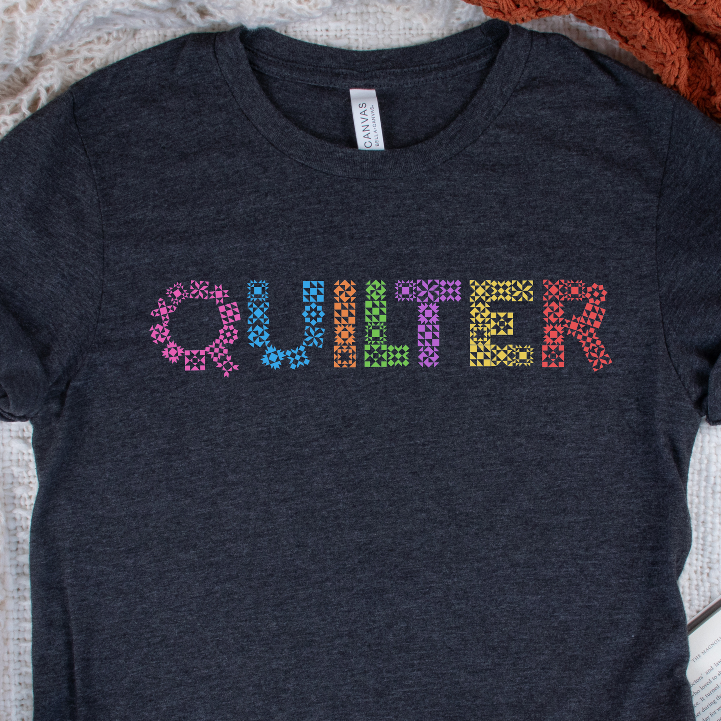 Bella+Canvas Quilter Multicolor Quilt Block Letters Unisex T-Shirt - Free shipping!