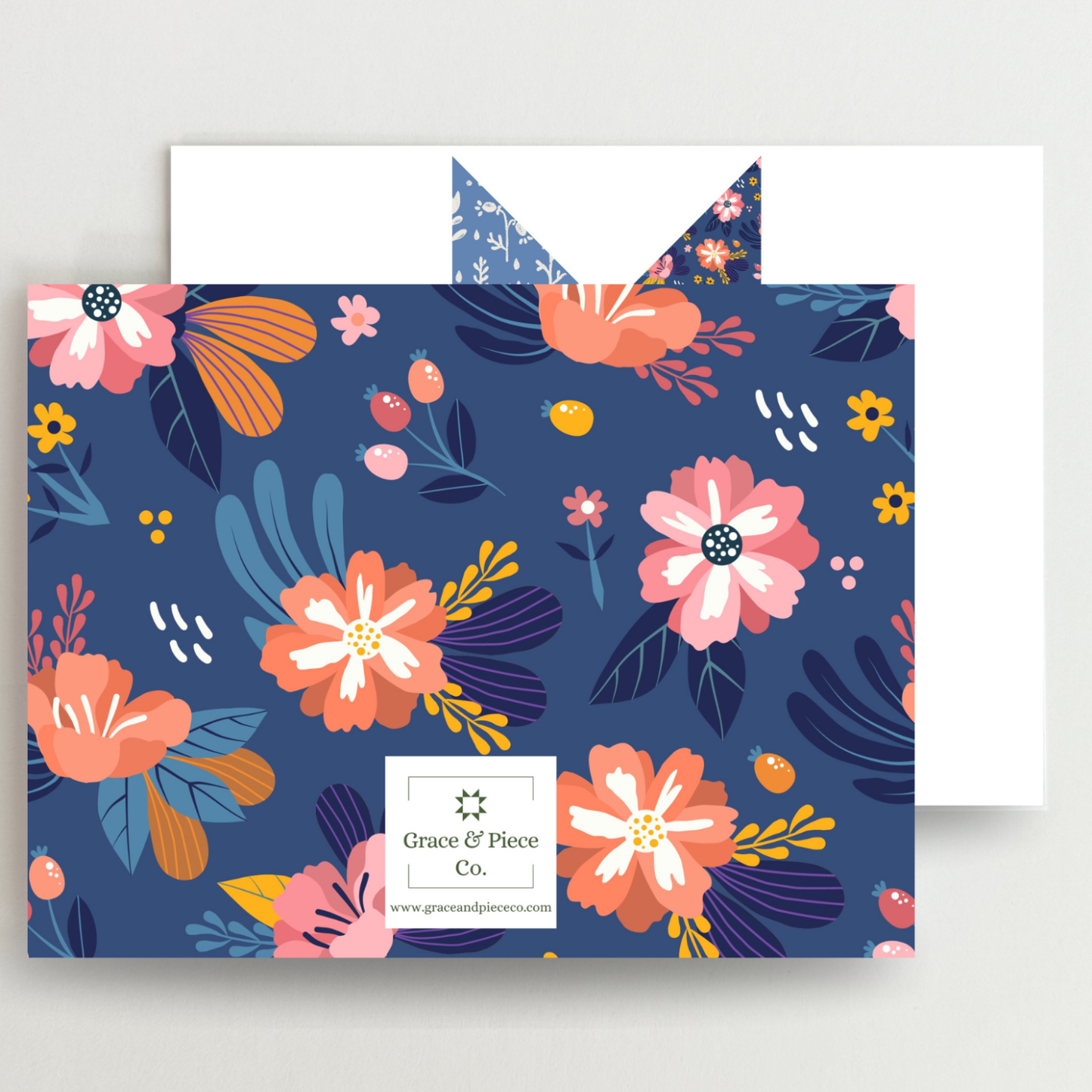 Fun Floral 2 Quilt Star Blank Note Cards Set