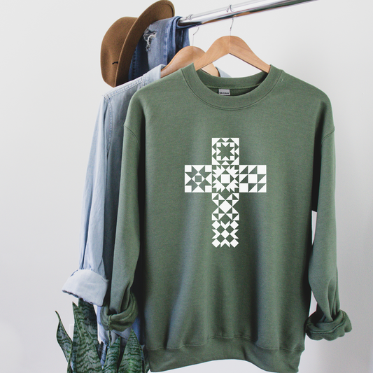 Gildan Quilt Block Cross Classic Crewneck Sweatshirt