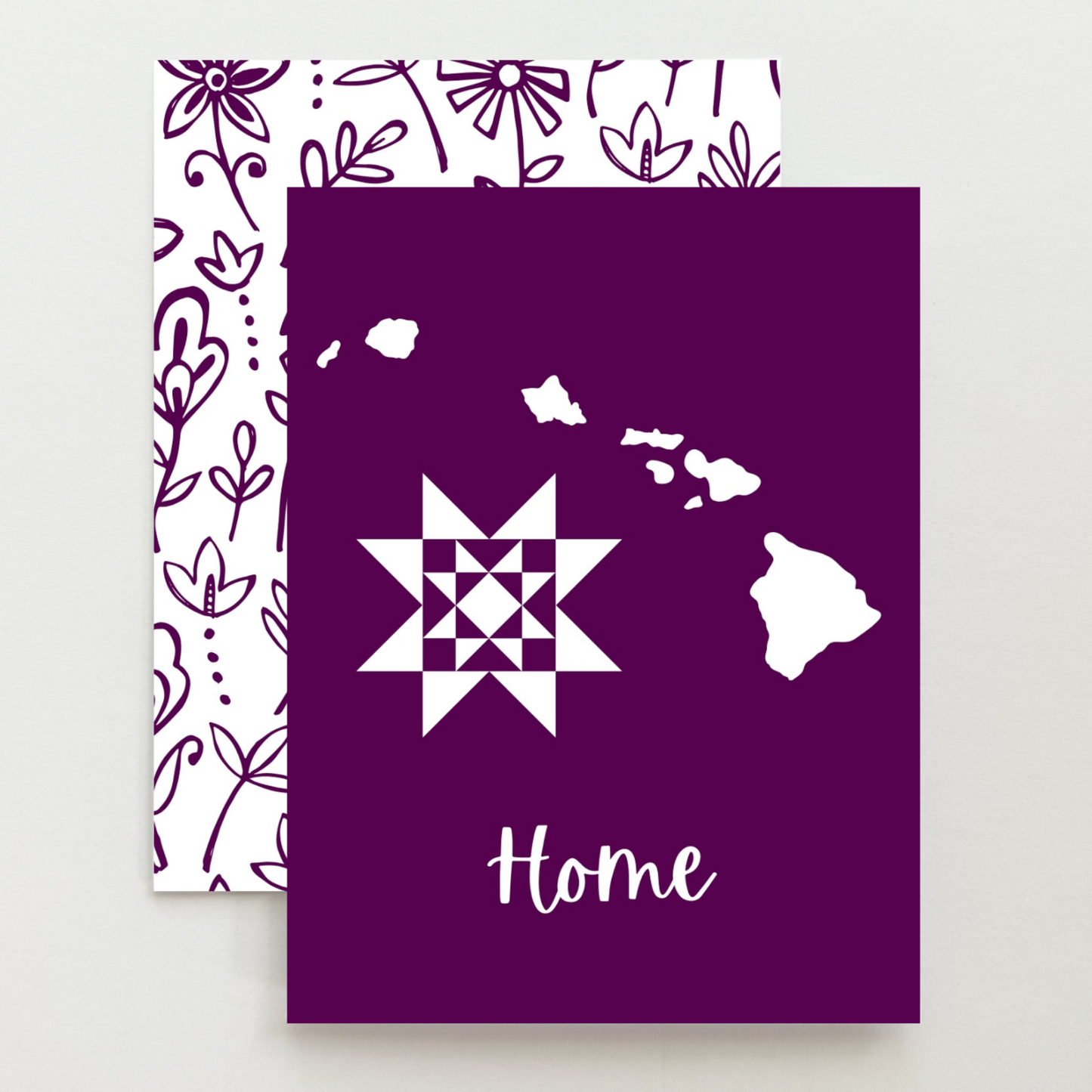 Hawaii Home Quilt Star Gift Set of 6 Blank Cards - Choose Your Color