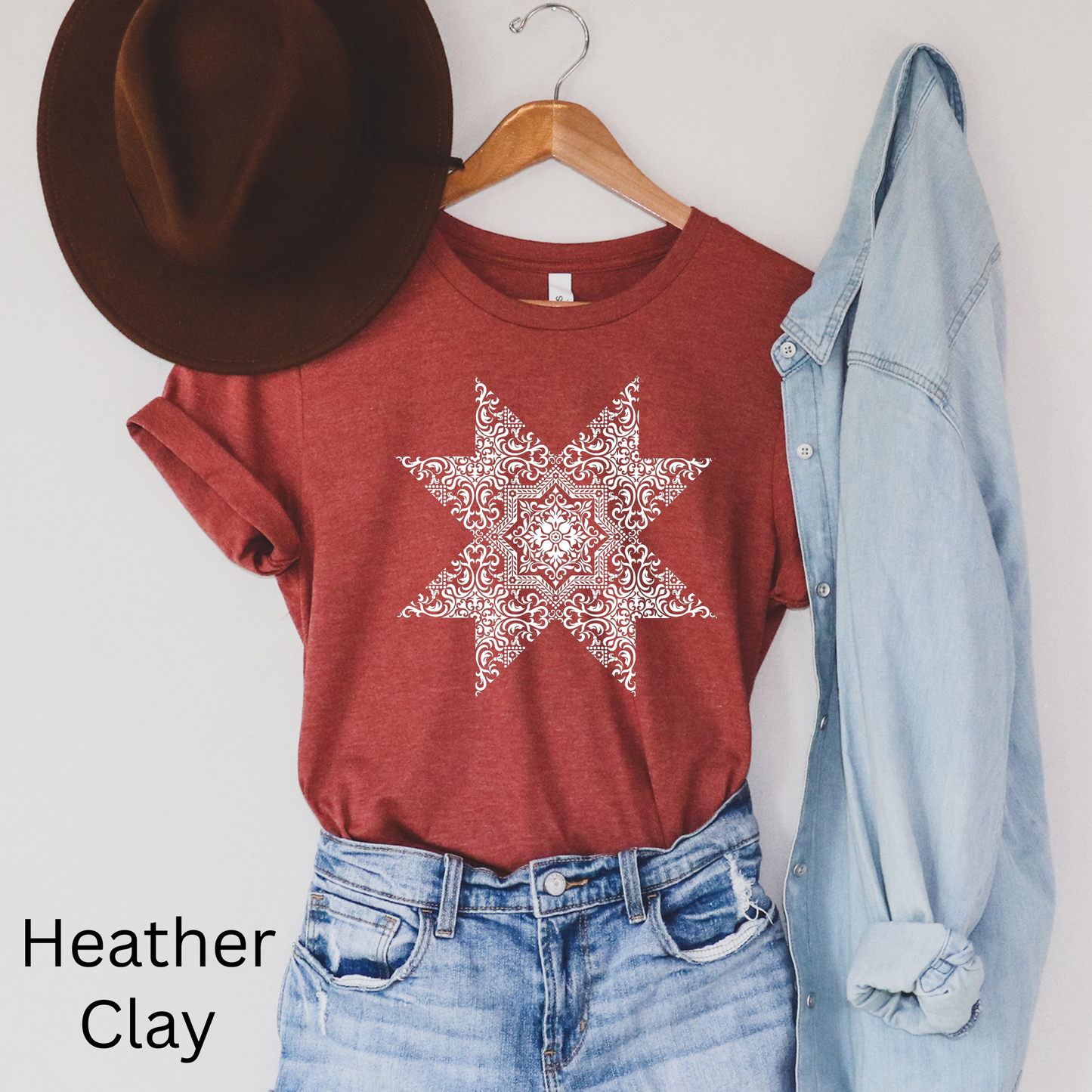 Modern Vintage Quilt Star T-Shirt - Choose your color - Free shipping!