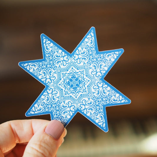 Modern Vintage Turquoise Quilt Star Sticker