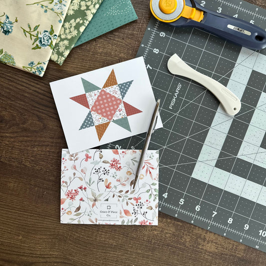 Floral Friendship Quilt Star Boxed Set of 6 Note Cards