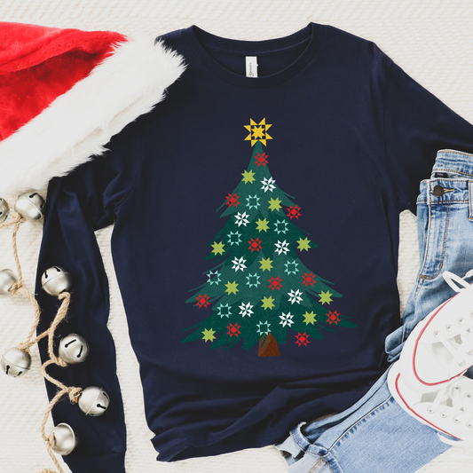 Quilter Christmas Tree Bella+Canvas Long Sleeve Shirt - Free shipping!