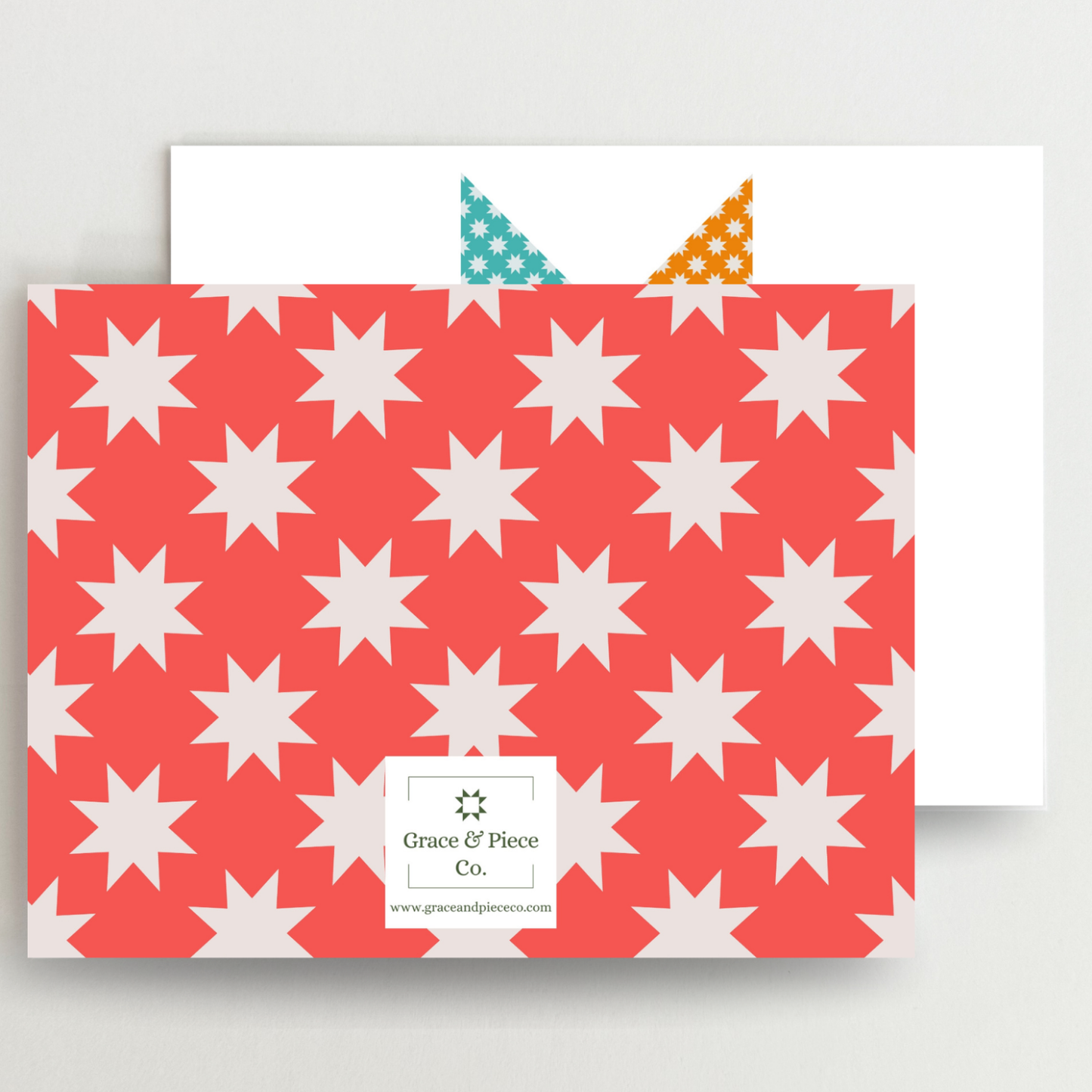 Groovy 2 Quilt Star Blank Note Cards Set