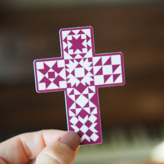 Quilt Cross Plum Sticker