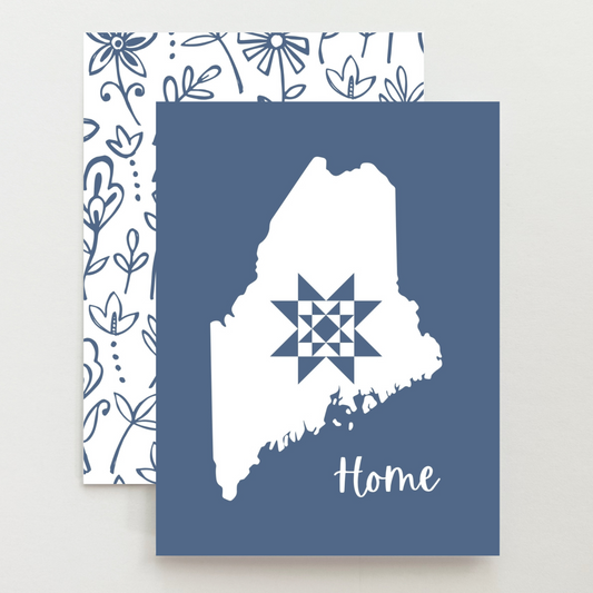 Maine Home Quilt Star Gift Set of 6 Blank Cards - Choose Your Color