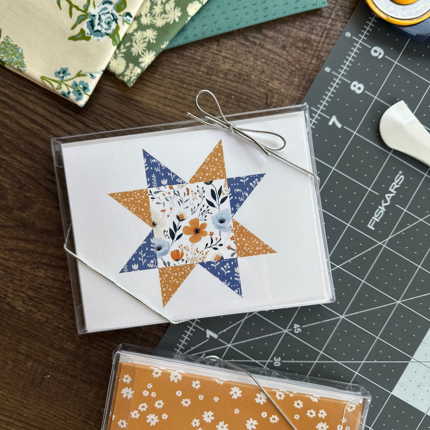 Prairie Flowers Quilt Star Boxed Set of 6 Note Cards