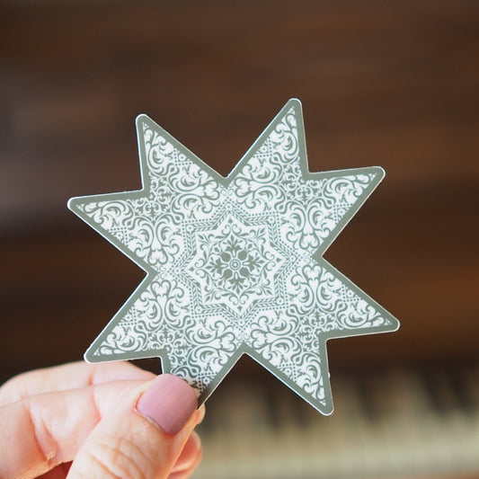 Modern Vintage Olive Quilt Star Sticker