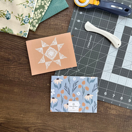 Honey Modern Vintage Quilt Star Boxed Set of 6 Note Cards