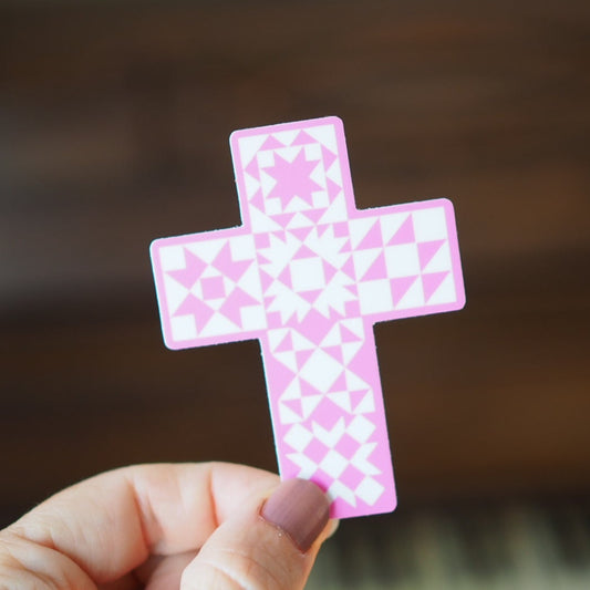 Quilt Cross Pink Sticker