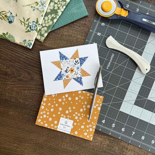 Prairie Flowers Quilt Star Boxed Set of 6 Note Cards
